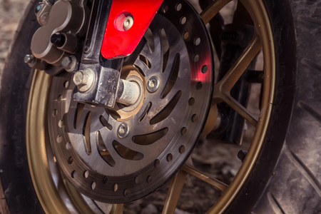 detail of motorcycle disc brakes, close up imageの写真素材