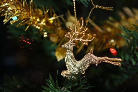 christmas tree decoration in home, closeup ornament of christmasの写真素材