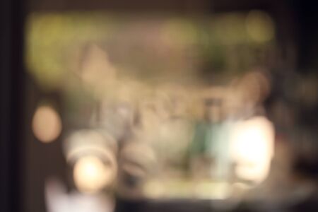 mirror of coffee cafe, abstract bokeh light blur defocused backgroundの写真素材