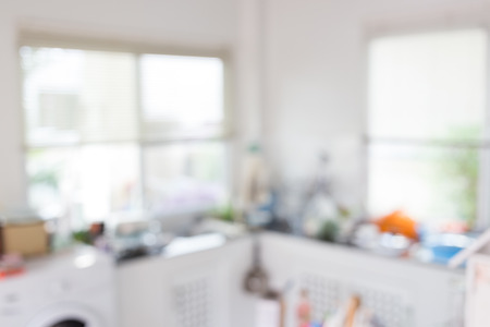 blur image background, kitchen room interior in houseの写真素材