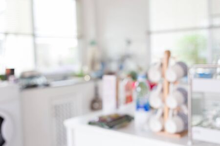 blur image background, kitchen room interior in houseの写真素材