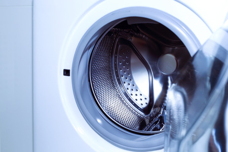 white washing machine for housework clothes cleaningの写真素材