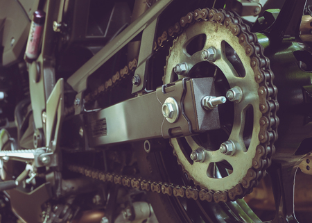 rear chain and sprocket of motorcycle wheelの写真素材