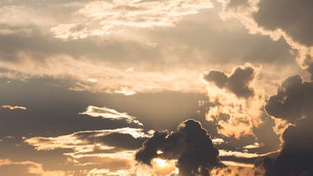 sunset orange sky with clouds for background