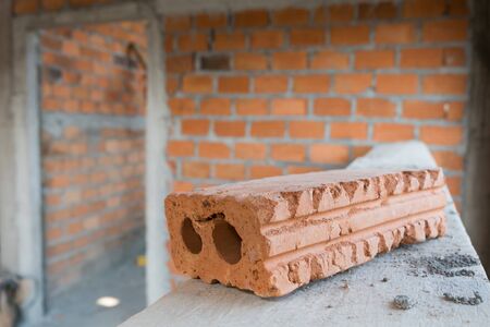 brick block material used for industry in residential building construction siteの写真素材