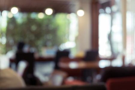 blurred background, cafe coffee shop with people de-focusedの写真素材