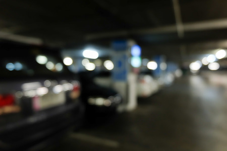 image blur background, car parking lot in buildingの写真素材