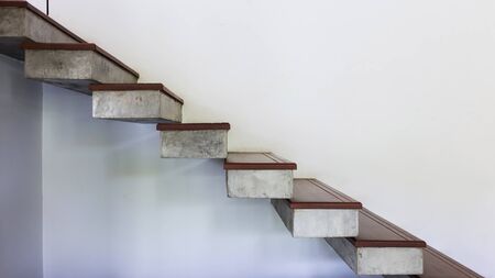 staircase on white mortar wall, design of modern home