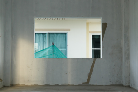 window frame structure in residential construction house buildingの写真素材