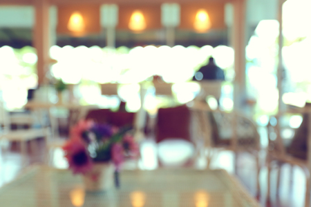 blurred cafe coffee shop interior decoration, abstract defocused backgroundの写真素材