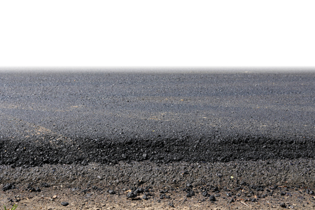 black asphalt construction road repairing new surface level on old with tarmac material exterior industryの写真素材