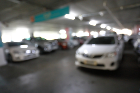 abstract blur car parking lot in building shopping mall centerの写真素材