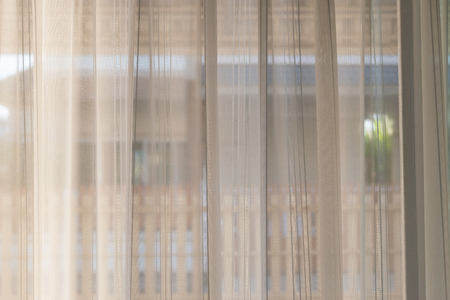 white curtain interior decoration on windowの写真素材