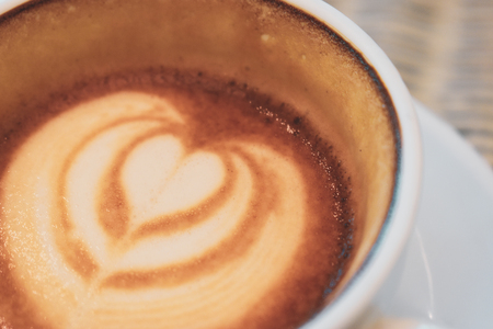 heart shape latte art of coffeeの写真素材