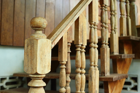 wooden balustrade and banister carve design of staircase