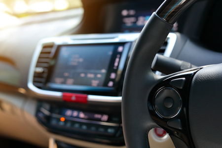 blank control button on steering wheel of vehicle carの写真素材
