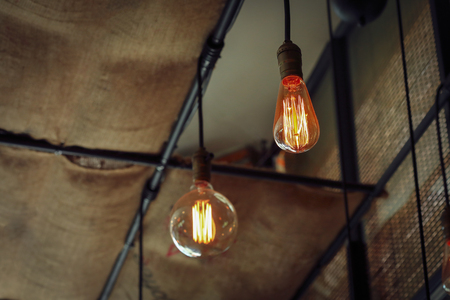 vintage light lamp interior in cafeの写真素材