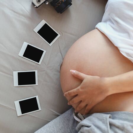 empty blank picture photo for design your memories image of mother pregnant with love a baby in...