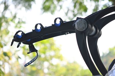 bicycle rack on back vehicle carの写真素材
