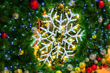 beautiful christmas light and ball ornament decoration