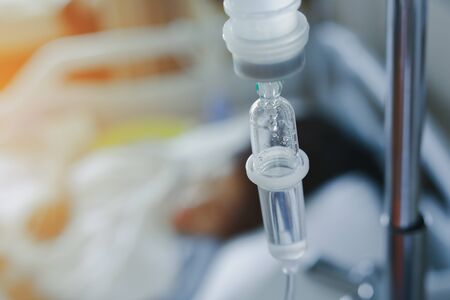 iv infusion saline intravenous injection medicine for healing patient illness in hospitalの写真素材