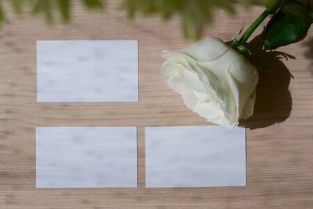 empty business card with white paper blank for design text message of contact your name and job
