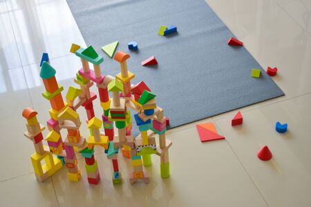 building wooden block toy geometric for kid learning developmentの写真素材