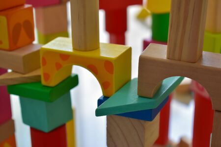 building wooden block toy geometric for kid learning developmentの写真素材