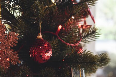 christmas tree decoration in homeの写真素材