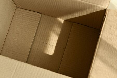 empty inside brown paper box carton package open packingの写真素材