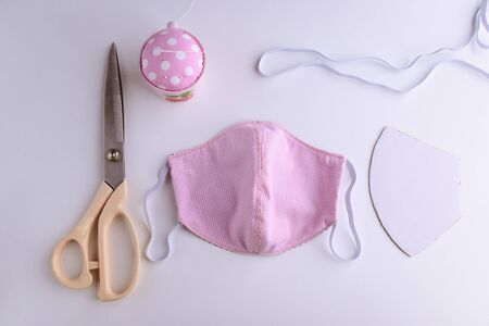 fashion face mask handmade from fabric cottonの写真素材