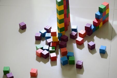 wooden toy block building for activity of kid play learning development in home
