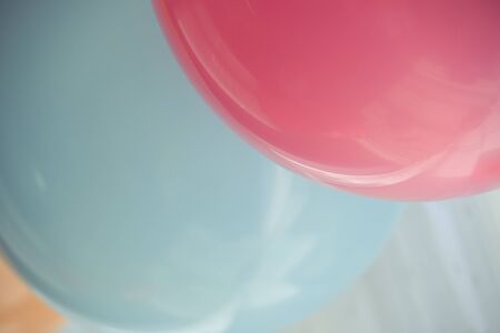 colorful pastel balloon hanging decoration in birthday celebration party backgroundの写真素材
