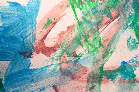 abstract green and blue watercolor painting on paper art texture backgroundの写真素材