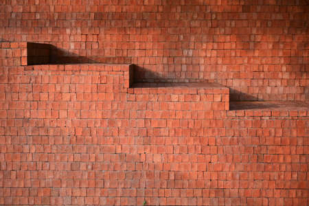 brown brick wall with staircase, construction design