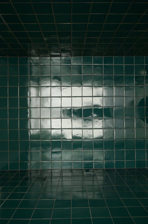 dark green wall bathroom, interior designの写真素材