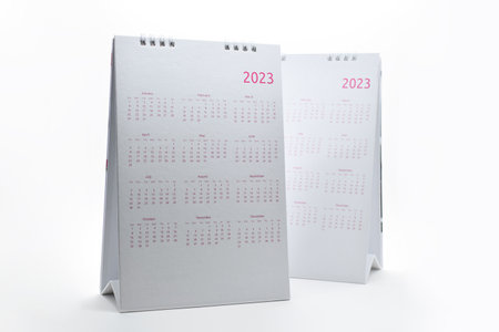 white calendar 2023 on white background