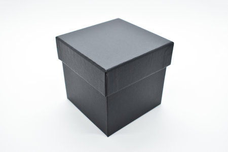 black paper box on white background, packaging industryの写真素材