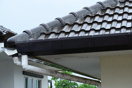 gray roof of house residential with rain