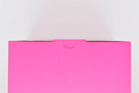pink paper box on white background, package for design