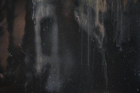 black dirty wall was burn from fire, construction industryの写真素材