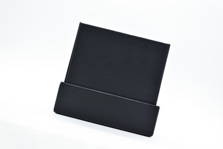 black paper box on white background, packaging industryの写真素材