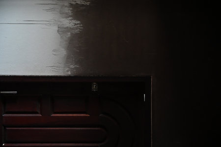 old scary interior burn house, renovate construction industryの写真素材