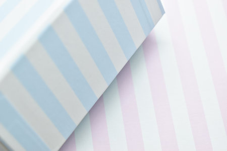 closeup stripe pink and blue paper box, package for designの写真素材