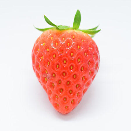 beautiful fresh red strawberry isolated on white backgroundの写真素材