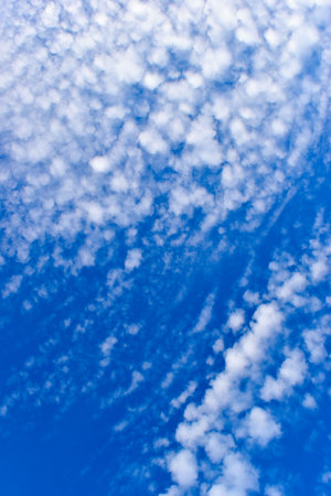 beautiful blue sky and white fluffy group of clouds in the morning, natural background