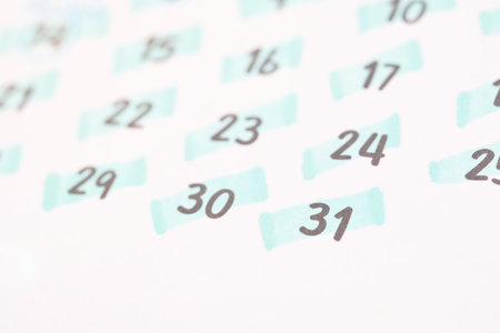 white calendar of last day on month, concept new year and countdown