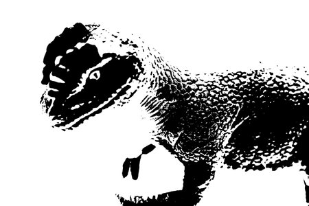 black dinosaur silhouette isolated on white background, model of dinosaurs toysの写真素材