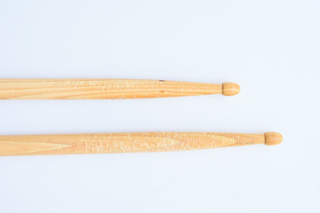 wooden drumstick isolated on white background, object for play drum