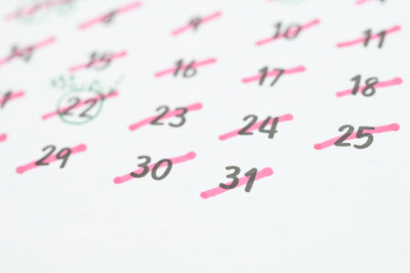 white calendar of last day on month, concept new year and countdown